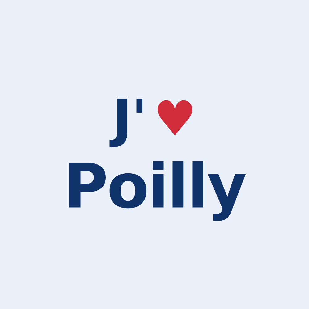 Sticker personnalisé Poilly — design J'aime Poilly