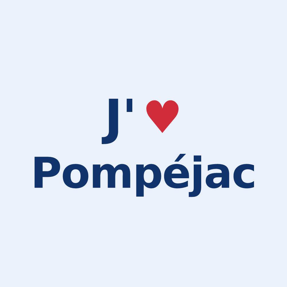 Sticker personnalisé Pompéjac — design « J'aime Pompéjac » imprimé sur le sticker