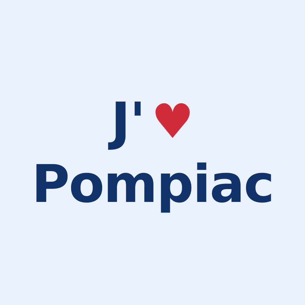 Sticker personnalisé Pompiac — design J'aime Pompiac