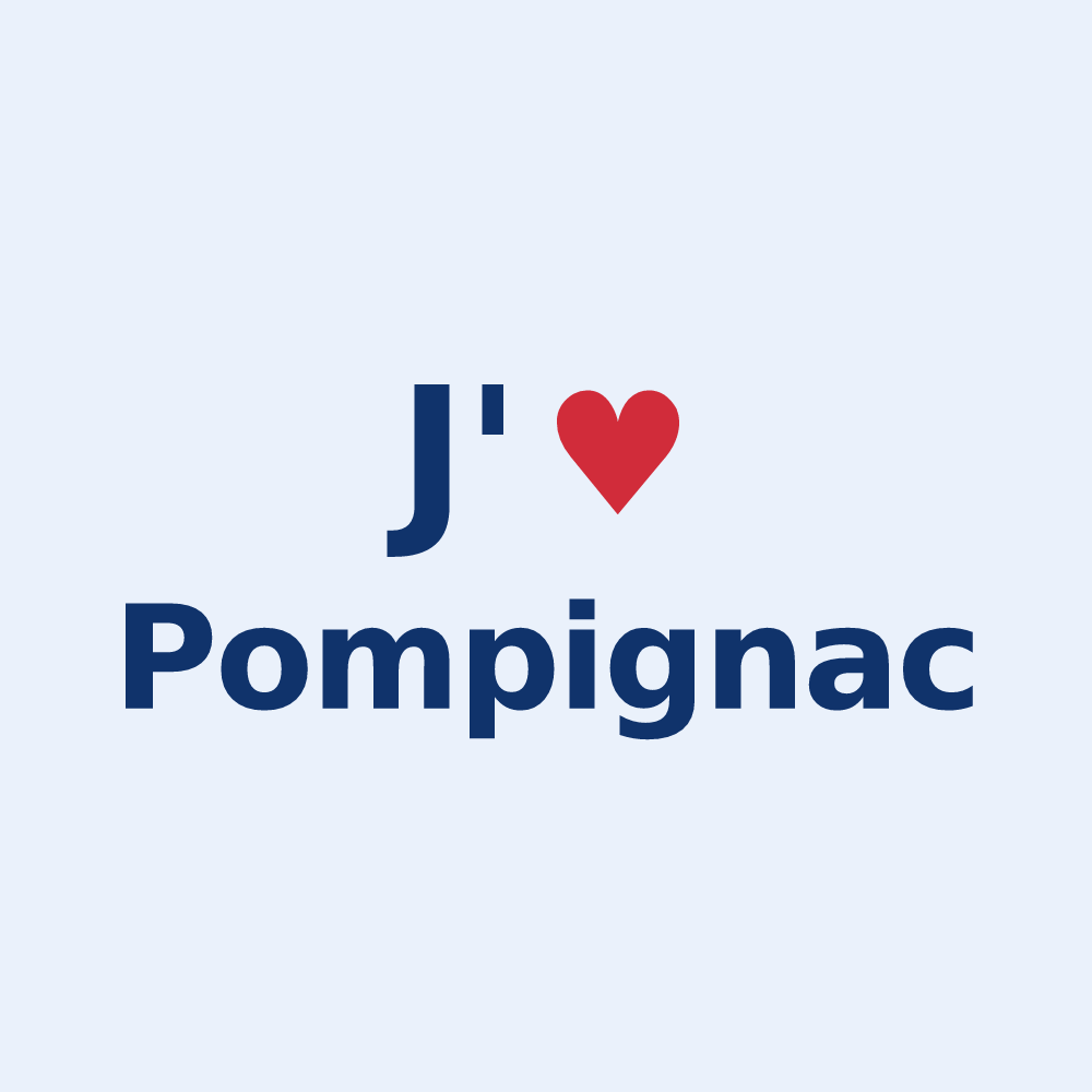 Sticker personnalisé Pompignac — design « J'aime Pompignac » imprimé sur le sticker