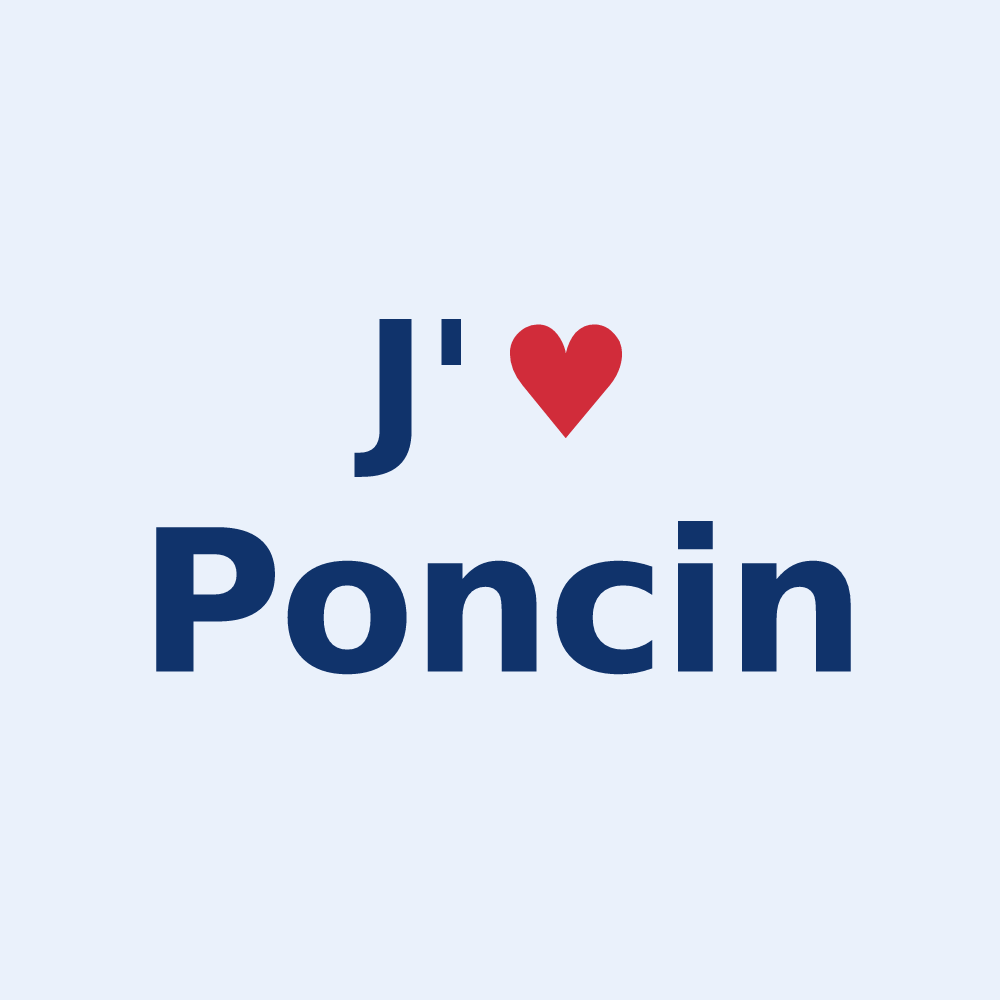 Sticker personnalisé Poncin — design J'aime Poncin