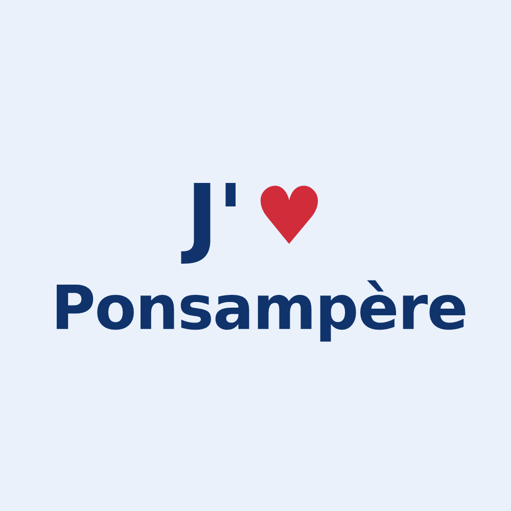 Sticker personnalisé Ponsampère — design J'aime Ponsampère