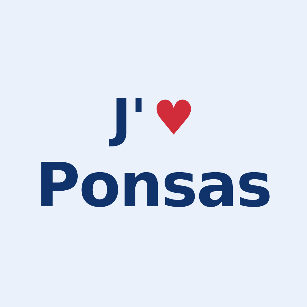 Sticker personnalisé Ponsas — design J'aime Ponsas