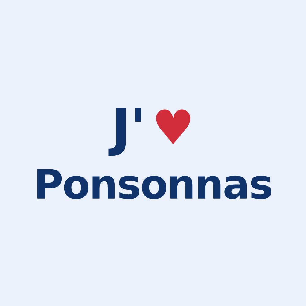 Sticker personnalisé Ponsonnas — design J'aime Ponsonnas
