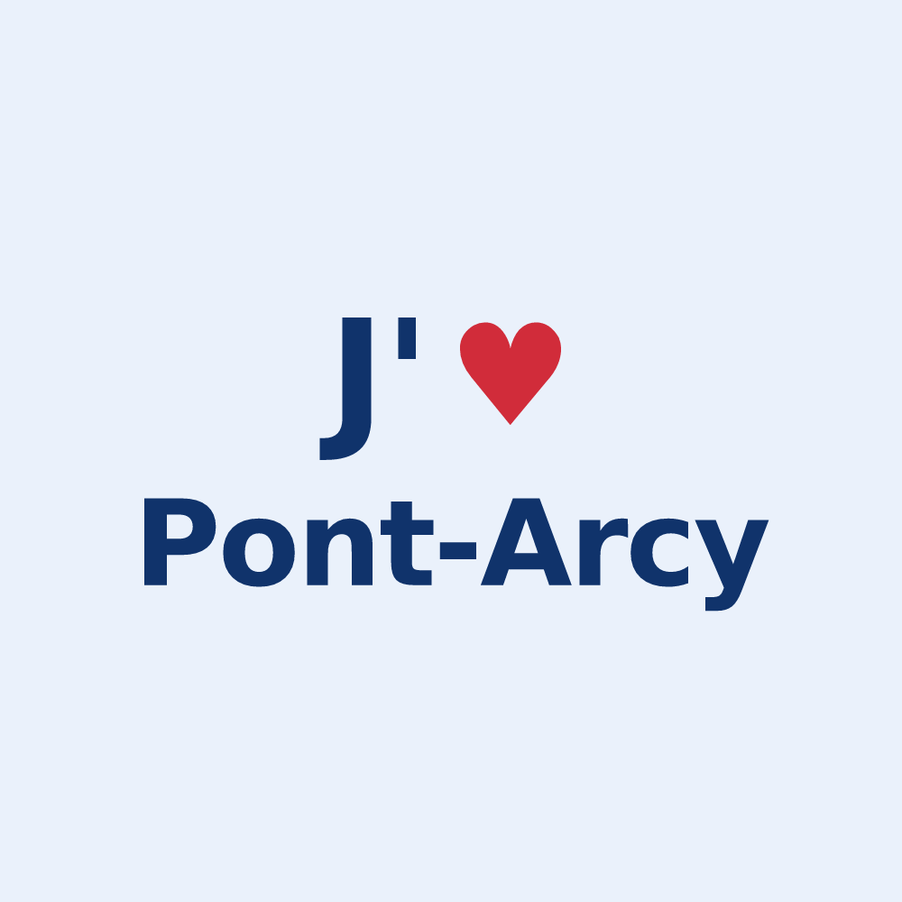 Sticker personnalisé Pont-Arcy — design « J'aime Pont-Arcy » imprimé sur le sticker