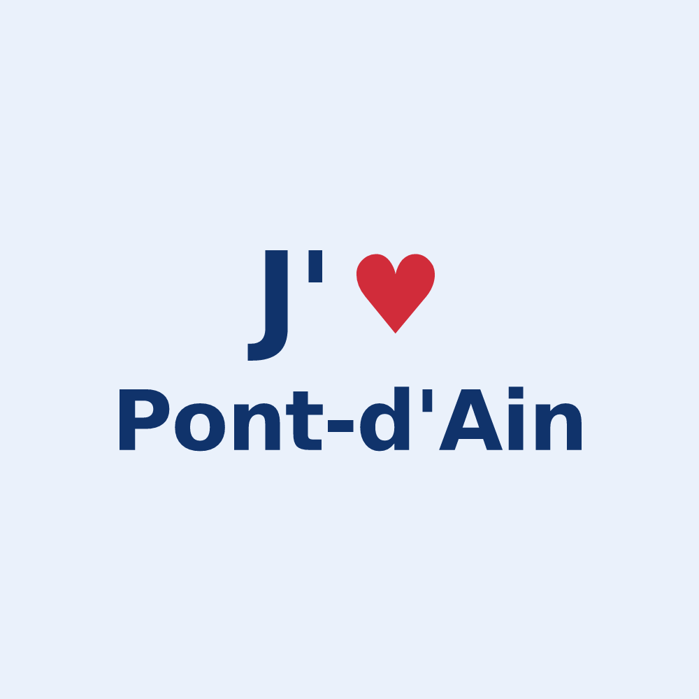 Sticker personnalisé Pont-d'Ain — design « J'aime Pont-d'Ain » imprimé sur le sticker