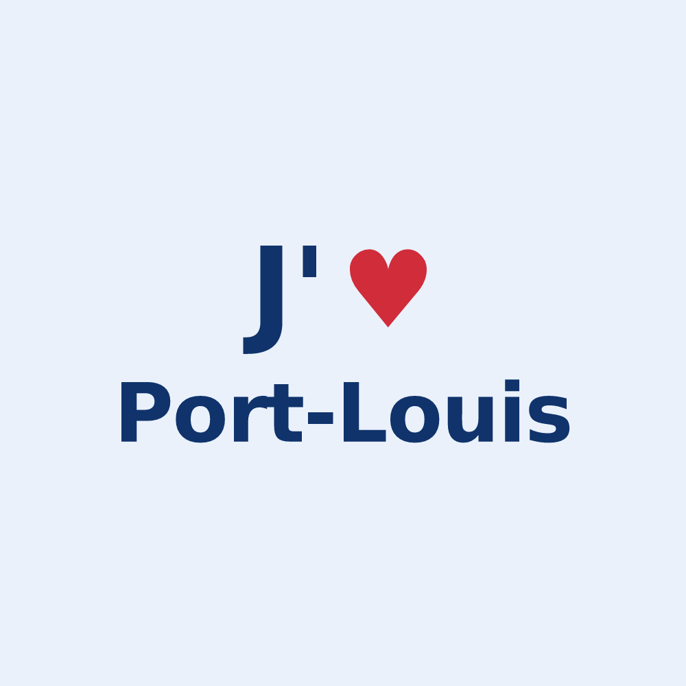 Sticker personnalisé Port-Louis — design « J'aime Port-Louis » imprimé sur le sticker