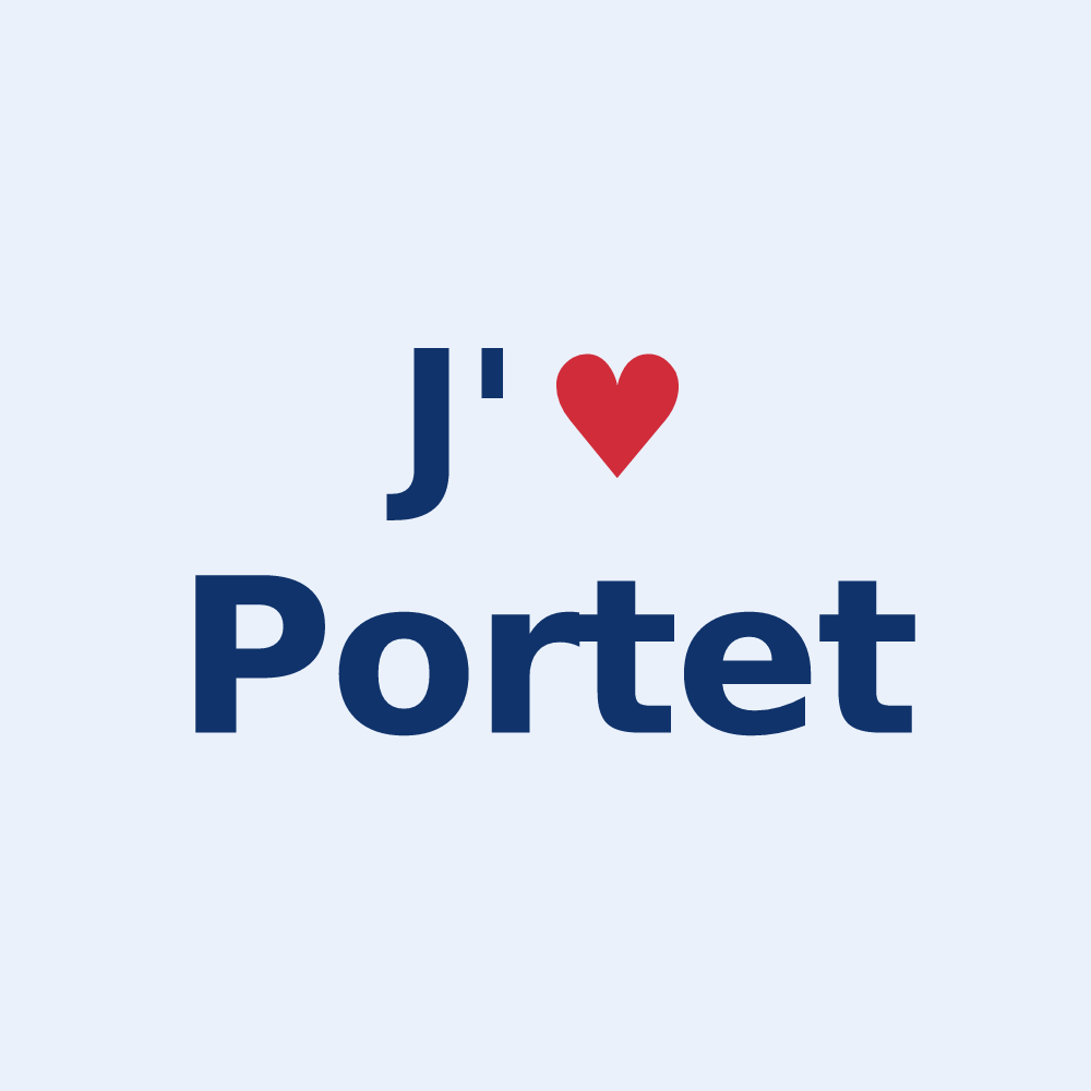 Sticker personnalisé Portet — design « J'aime Portet » imprimé sur le sticker