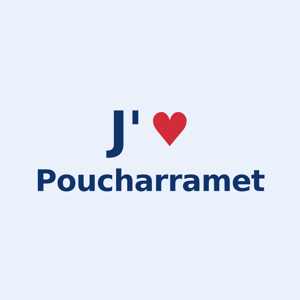 Sticker personnalisé Poucharramet — design J'aime Poucharramet
