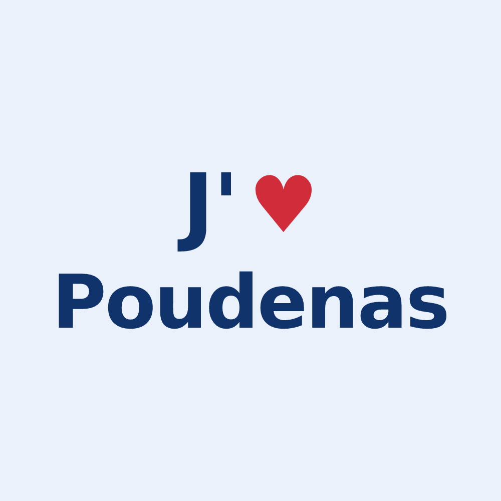 Sticker personnalisé Poudenas — design J'aime Poudenas