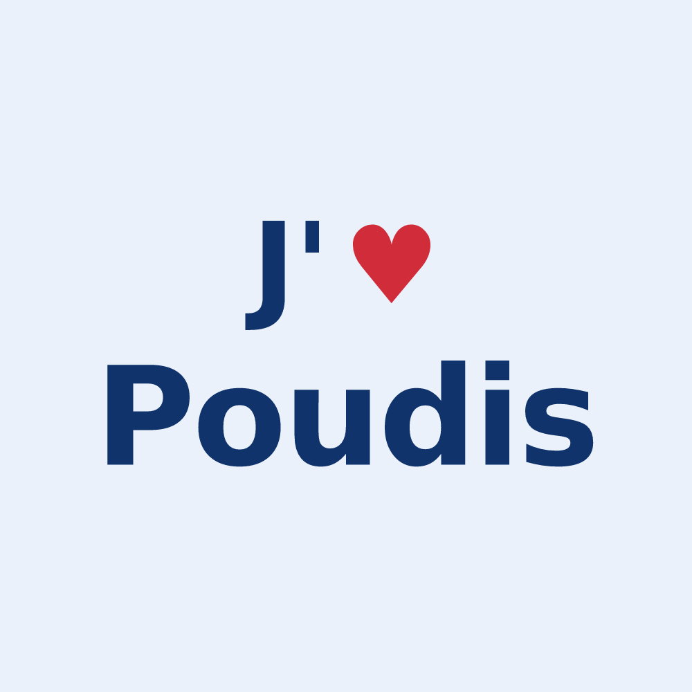 Sticker personnalisé Poudis — design J'aime Poudis