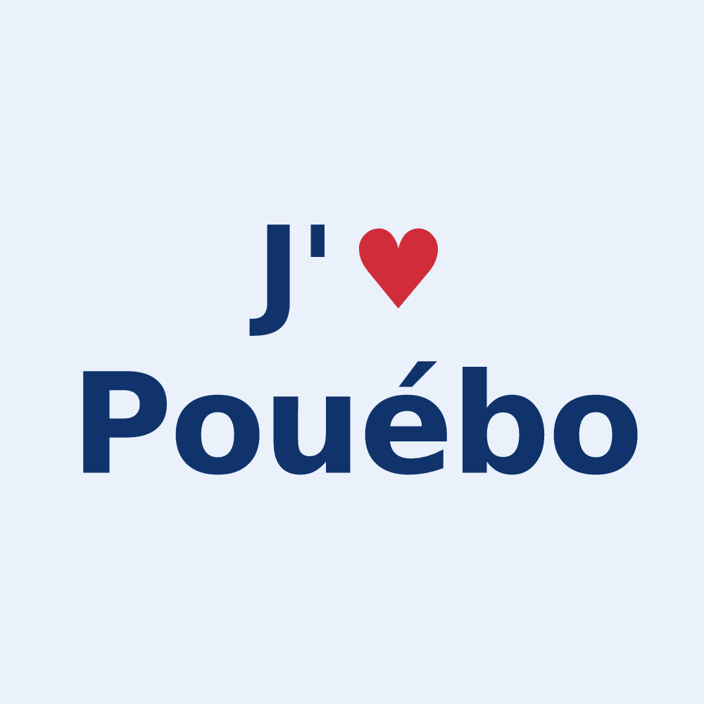 Sticker personnalisé Pouébo — design J'aime Pouébo