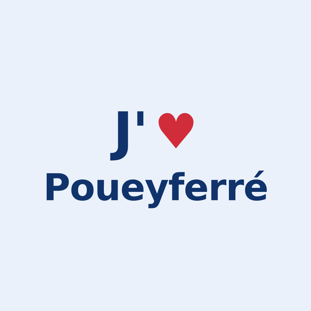 Sticker personnalisé Poueyferré — design J'aime Poueyferré