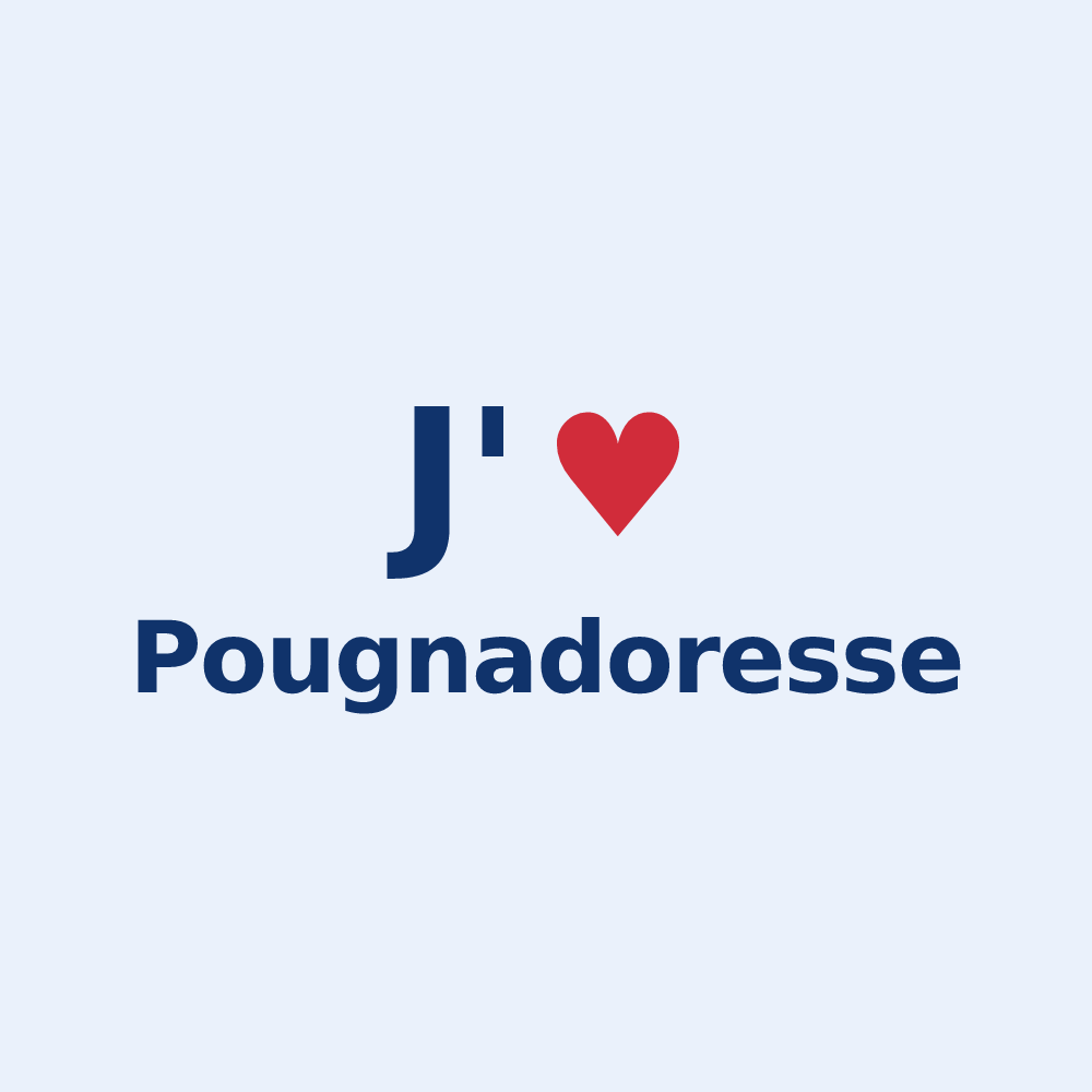 Sticker personnalisé Pougnadoresse — design « J'aime Pougnadoresse » imprimé sur le sticker
