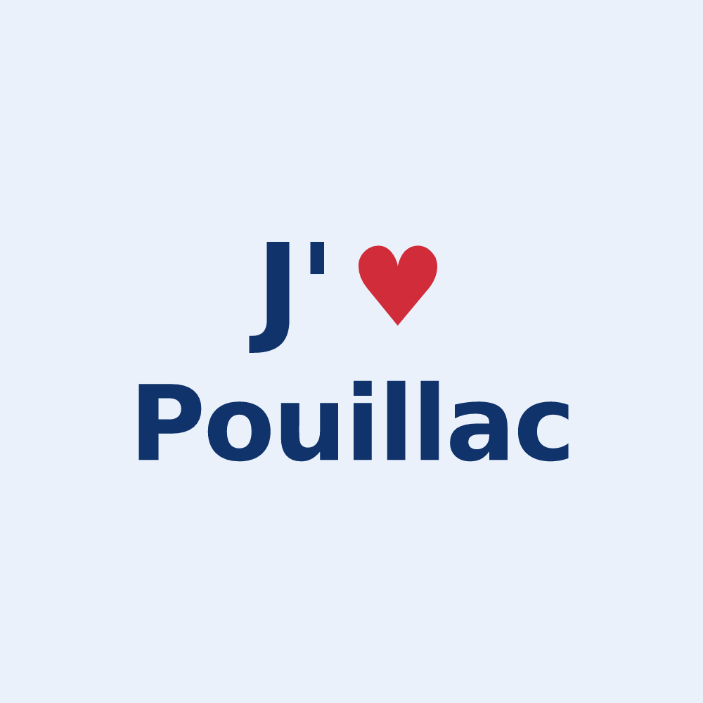 Sticker personnalisé Pouillac — design J'aime Pouillac