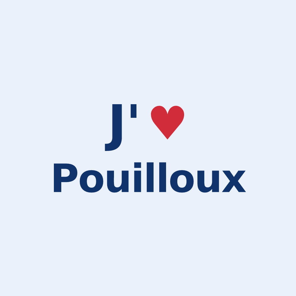 Sticker personnalisé Pouilloux — design J'aime Pouilloux
