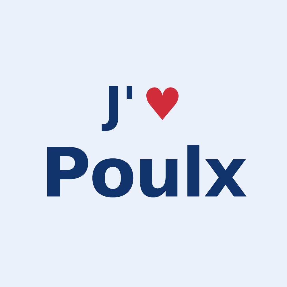 Sticker personnalisé Poulx — design J'aime Poulx