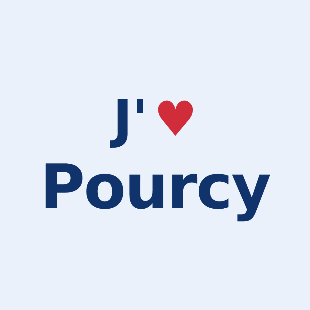 Sticker personnalisé Pourcy — design J'aime Pourcy