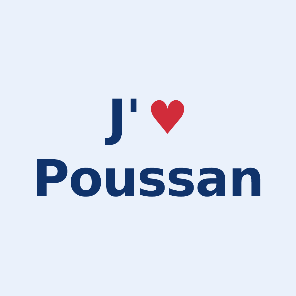 Sticker personnalisé Poussan — design J'aime Poussan