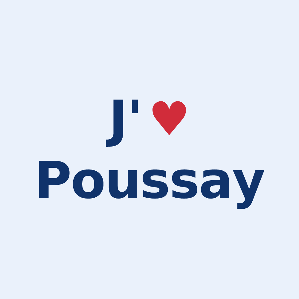 Sticker personnalisé Poussay — design J'aime Poussay