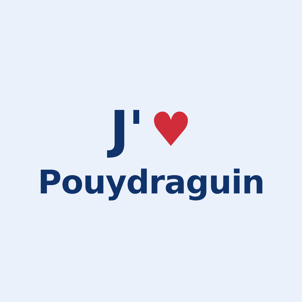 Sticker personnalisé Pouydraguin — design « J'aime Pouydraguin » imprimé sur le sticker