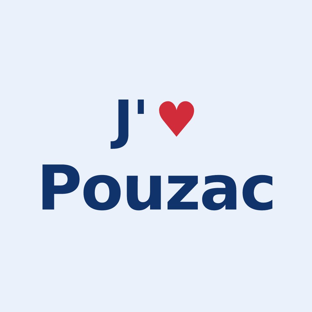 Sticker personnalisé Pouzac — design J'aime Pouzac