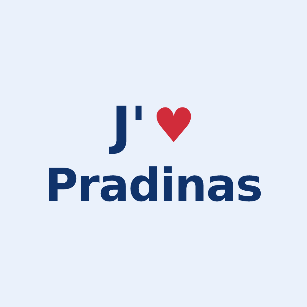 Sticker personnalisé Pradinas — design J'aime Pradinas