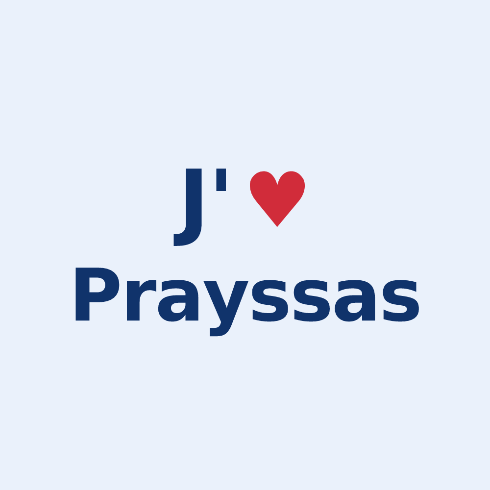 Sticker personnalisé Prayssas — design J'aime Prayssas