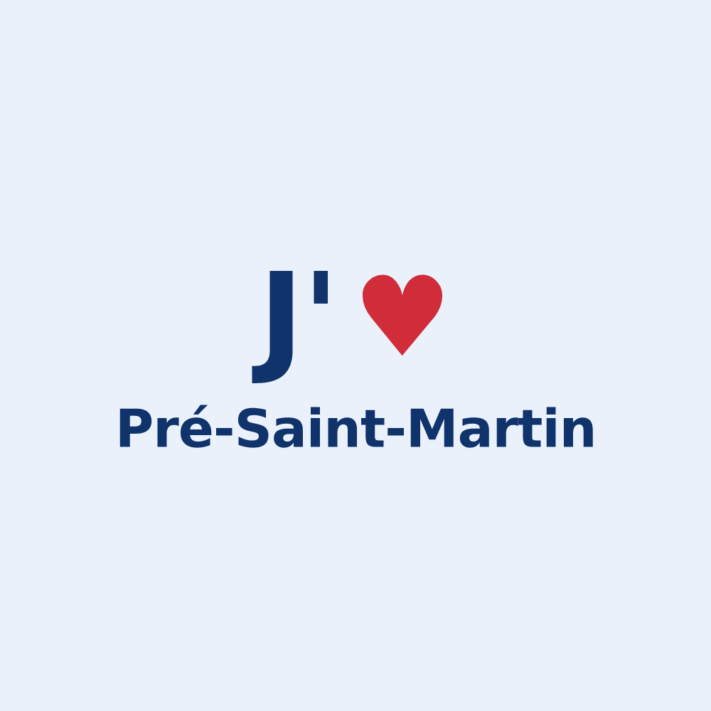Sticker personnalisé Pré-Saint-Martin — design « J'aime Pré-Saint-Martin » imprimé sur le sticker