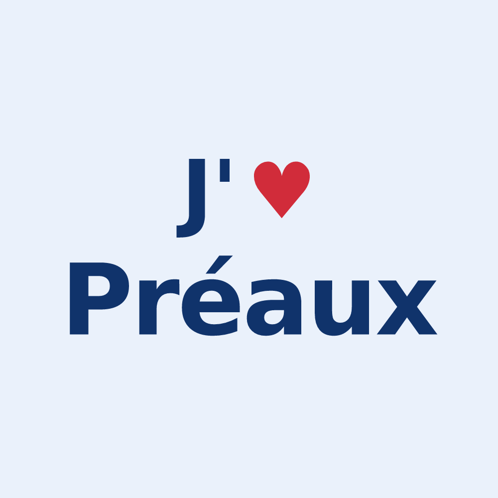Sticker personnalisé Préaux — design J'aime Préaux