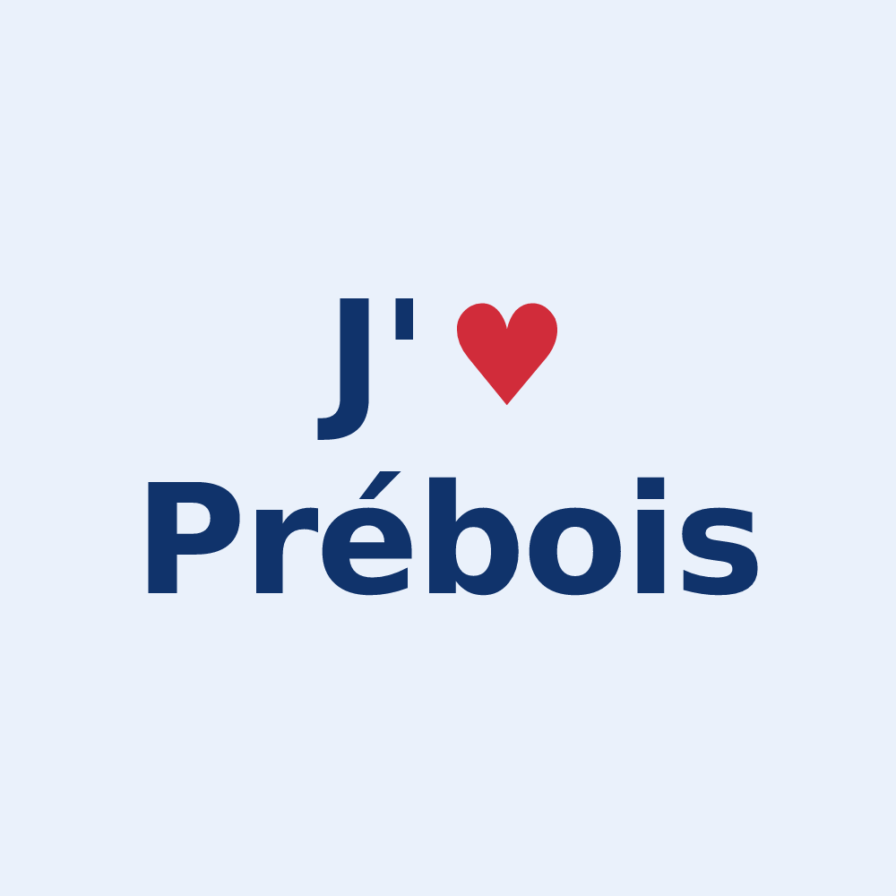 Sticker personnalisé Prébois — design J'aime Prébois