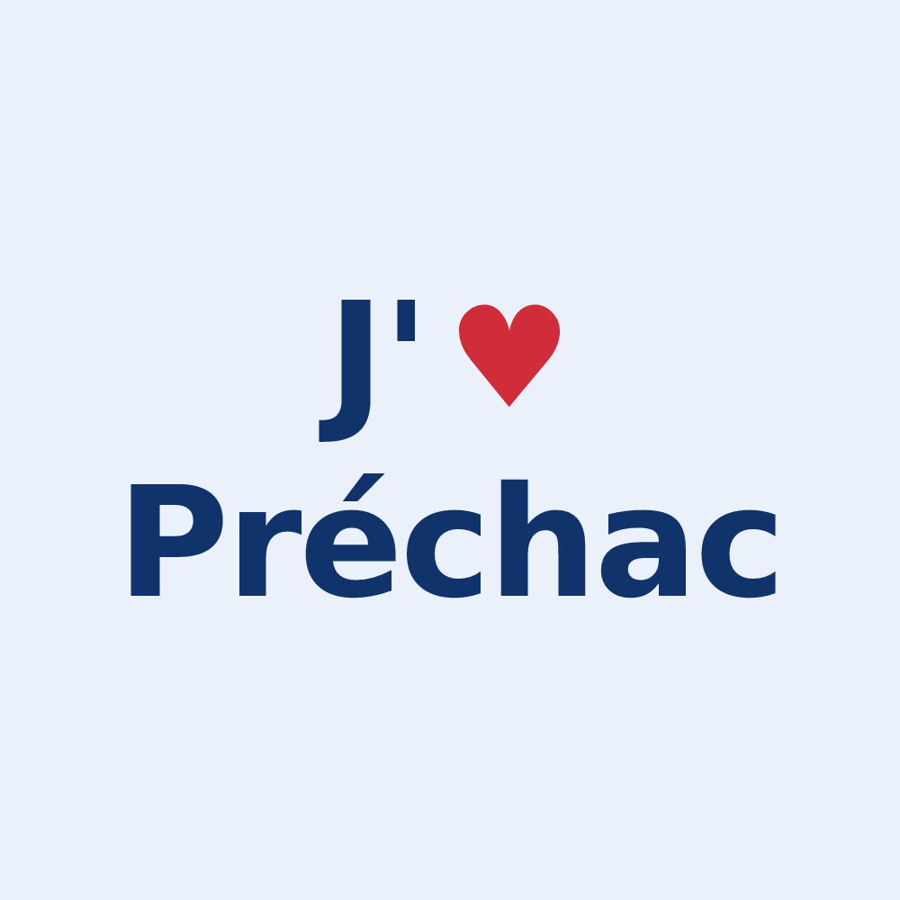 Sticker personnalisé Préchac — design J'aime Préchac
