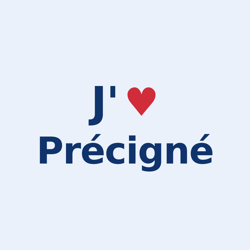 Sticker personnalisé Précigné — design J'aime Précigné