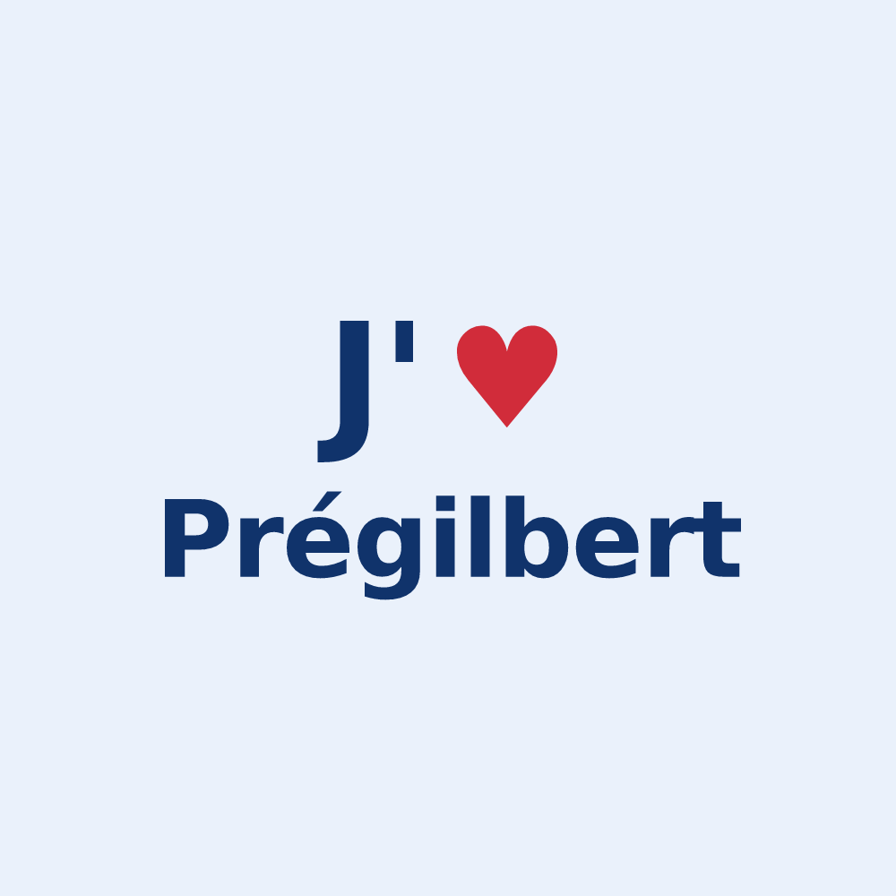 Sticker personnalisé Prégilbert — design J'aime Prégilbert