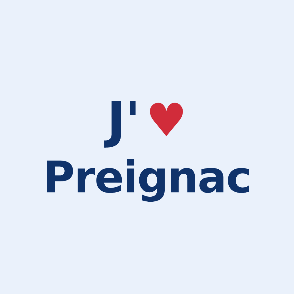 Sticker personnalisé Preignac — design J'aime Preignac