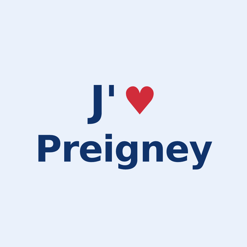 Sticker personnalisé Preigney — design J'aime Preigney