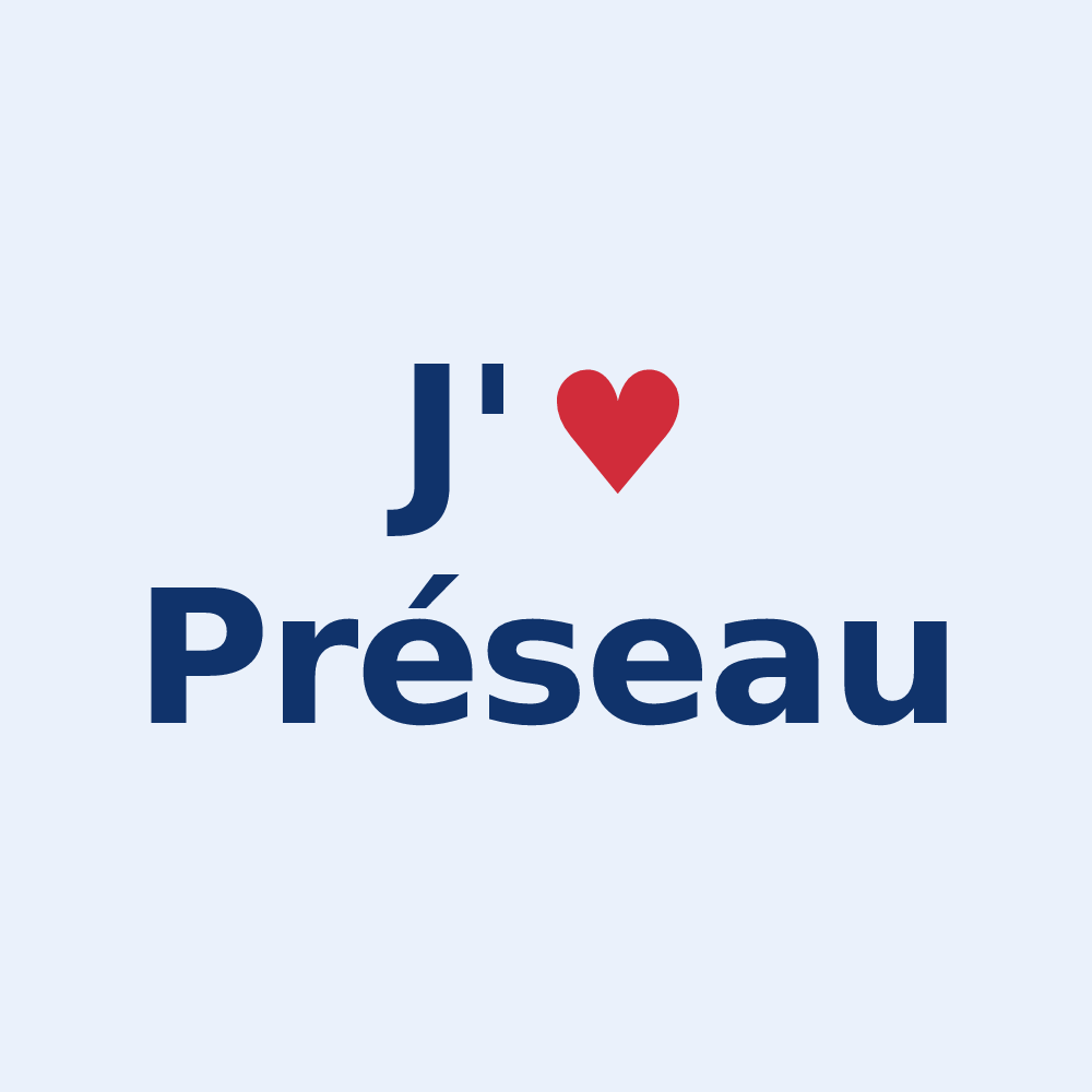 Sticker personnalisé Préseau — design J'aime Préseau