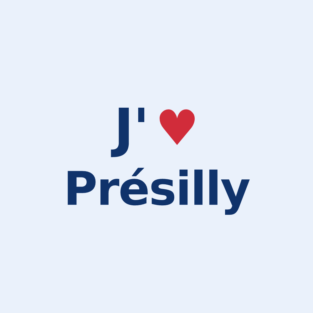 Sticker personnalisé Présilly — design J'aime Présilly