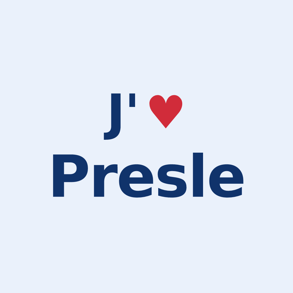 Sticker personnalisé Presle — design « J'aime Presle » imprimé sur le sticker