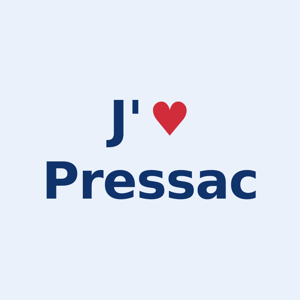 Sticker personnalisé Pressac — design J'aime Pressac