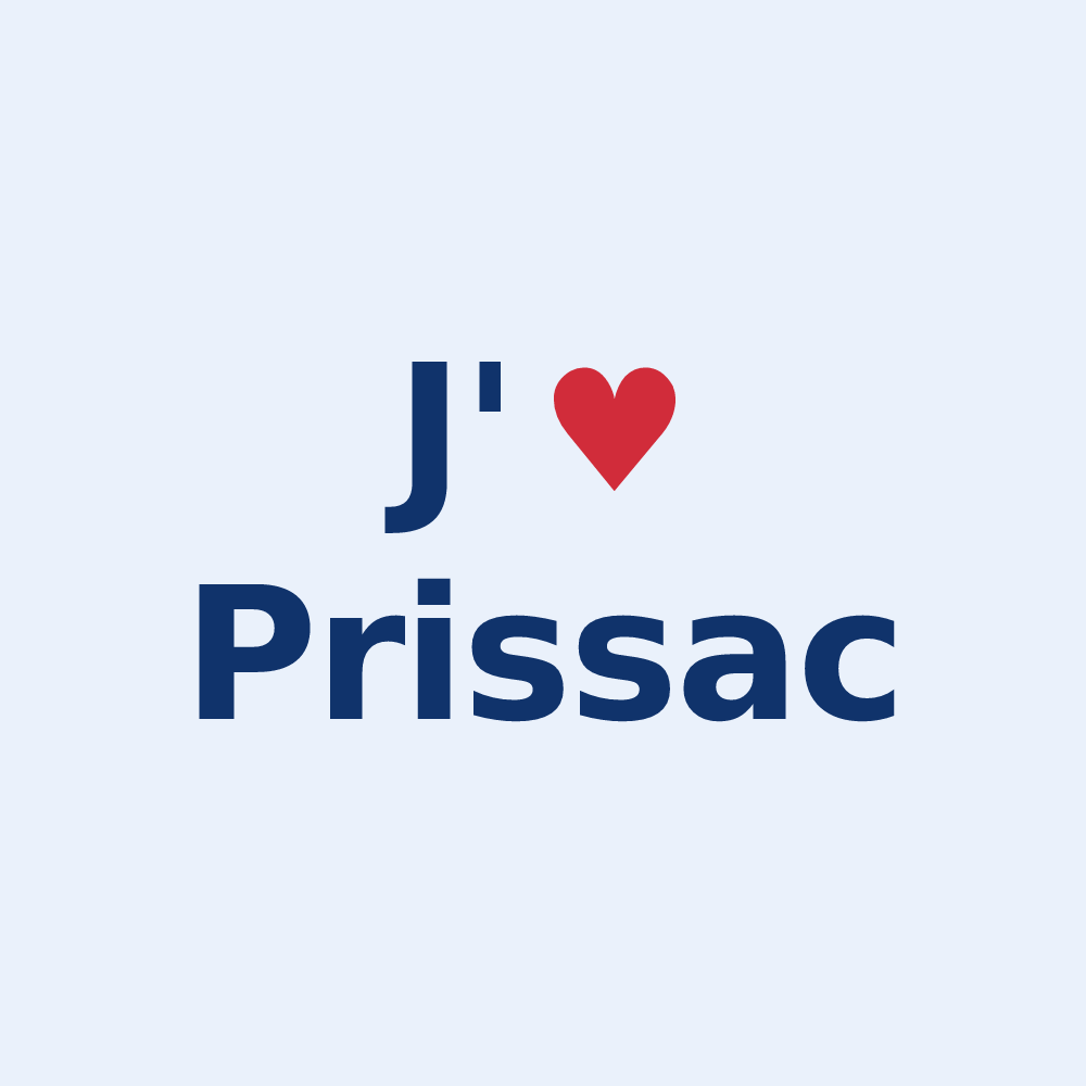 Sticker personnalisé Prissac — design J'aime Prissac