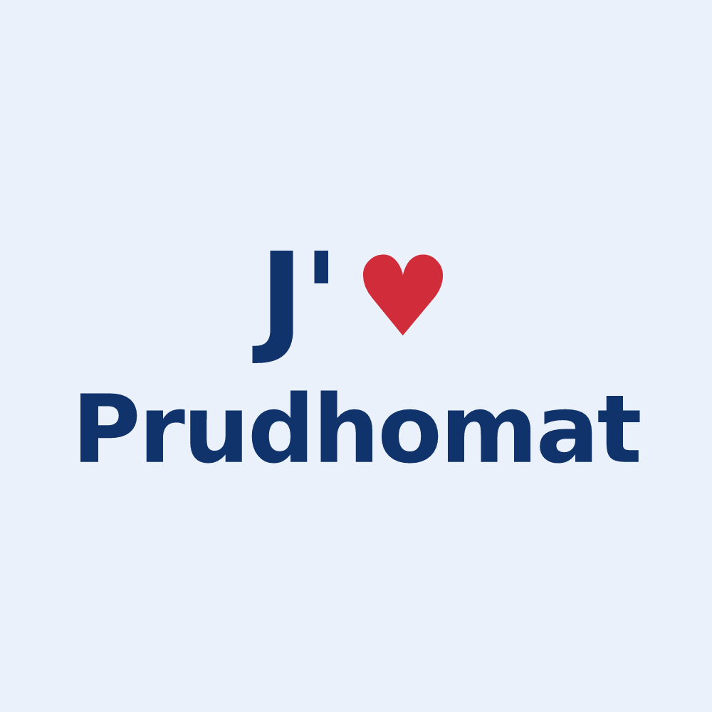 Sticker personnalisé Prudhomat — design J'aime Prudhomat