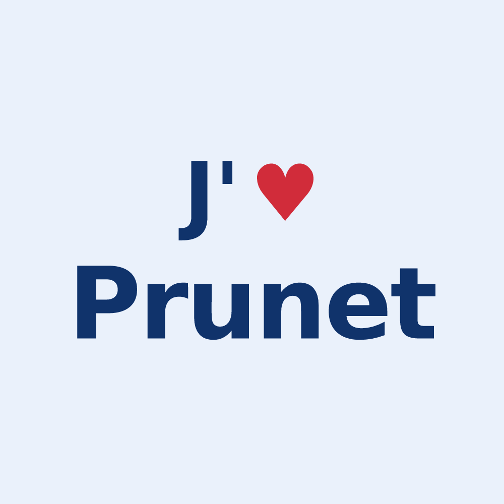 Sticker personnalisé Prunet — design « J'aime Prunet » imprimé sur le sticker