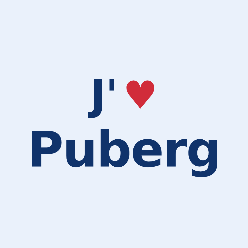 Sticker personnalisé Puberg — design J'aime Puberg