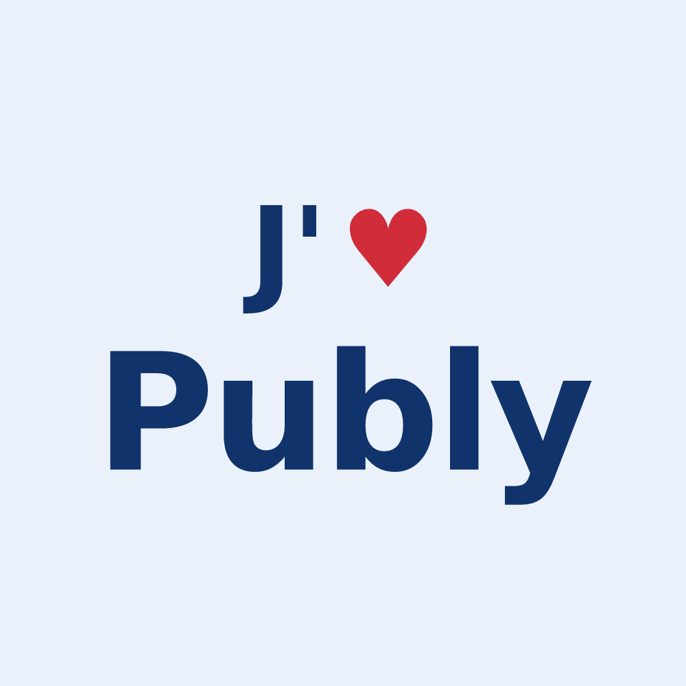 Sticker personnalisé Publy — design J'aime Publy