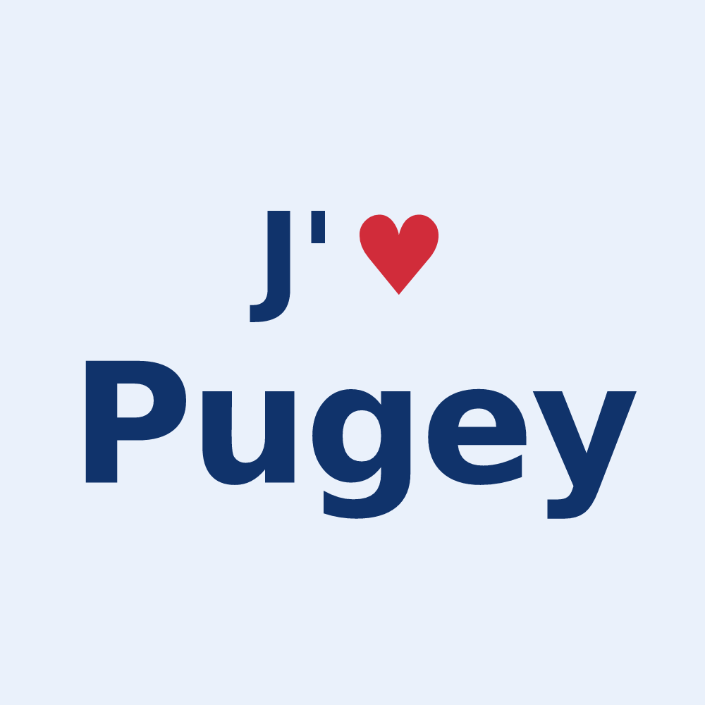 Sticker personnalisé Pugey — design J'aime Pugey