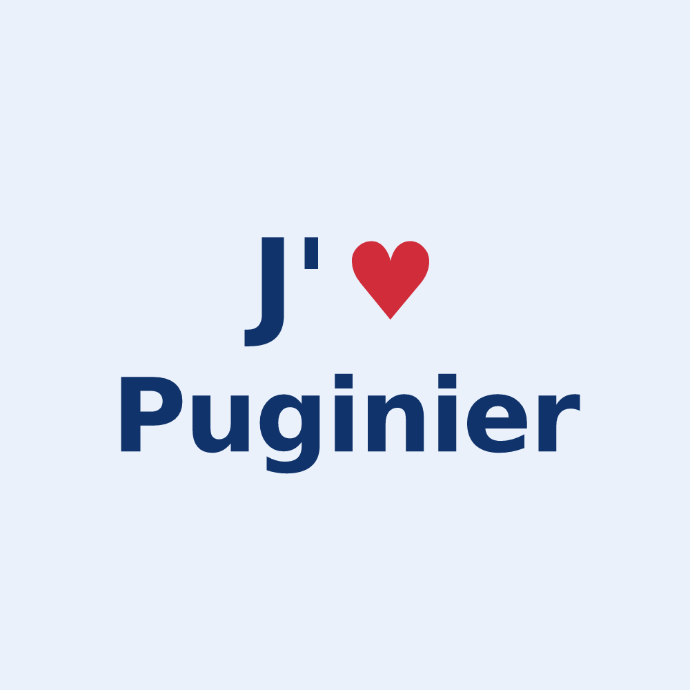 Sticker personnalisé Puginier — design J'aime Puginier