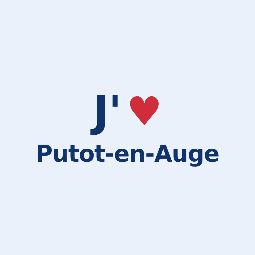 Sticker personnalisé Putot-en-Auge — design « J'aime Putot-en-Auge » imprimé sur le sticker