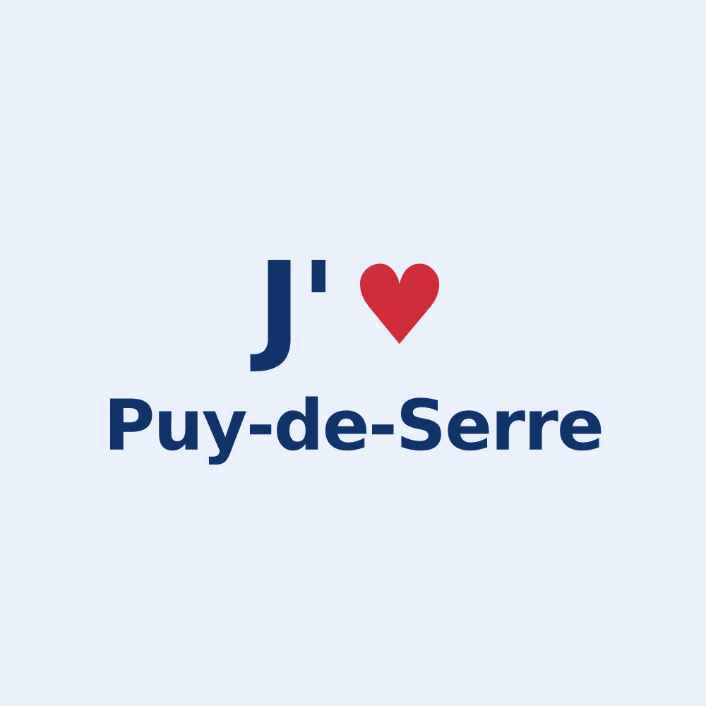 Sticker personnalisé Puy-de-Serre — design « J'aime Puy-de-Serre » imprimé sur le sticker