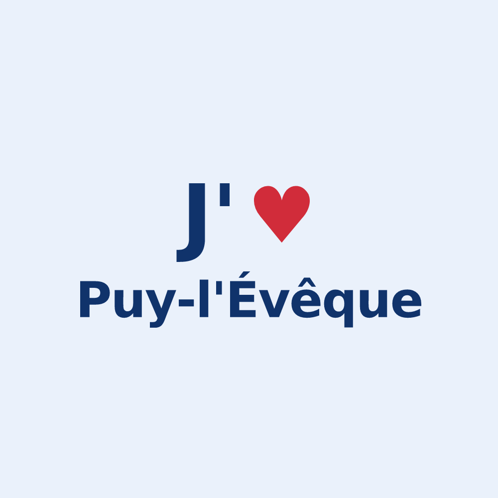 Sticker personnalisé Puy-l'Évêque — design J'aime Puy-l'Évêque